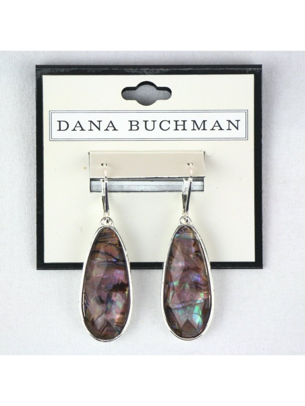 Dana Buchman Silver-tone Faux Purple MOP Teardrop Dangle Earrings